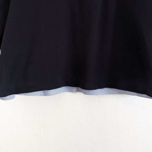 COS Blouse Womens L Navy White Striped Accent Round Neck 3/4 Sleeve Pullover Top - Picture 5 of 14